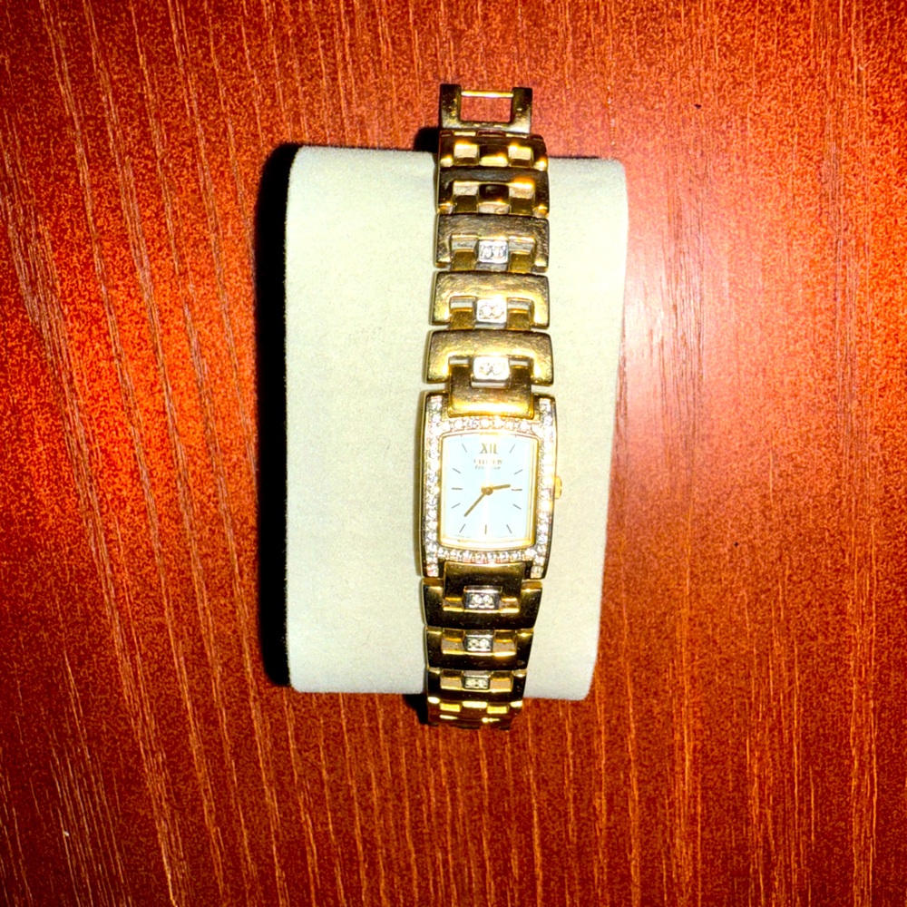 Citizen Women's Eco-Drive Silhouette Swarovski Crystal Gold-Tone Watch